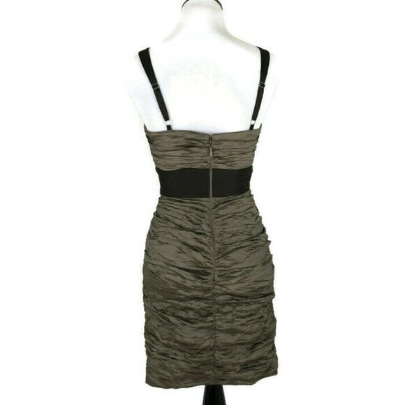 BCBGMaxAzria Women's Size 2 "Simsom" Cocktail Mini Dress Bodycon Tafetta Mocha - Picture 8 of 10
